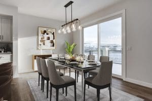 The Britannia Dining Room By Renova Homes & Renovations overlooking patio with a view of Glenbow Ranche