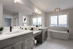 The Britannia Model Bathroom By Renova Homes & Renovations master ensuite with soaker tub