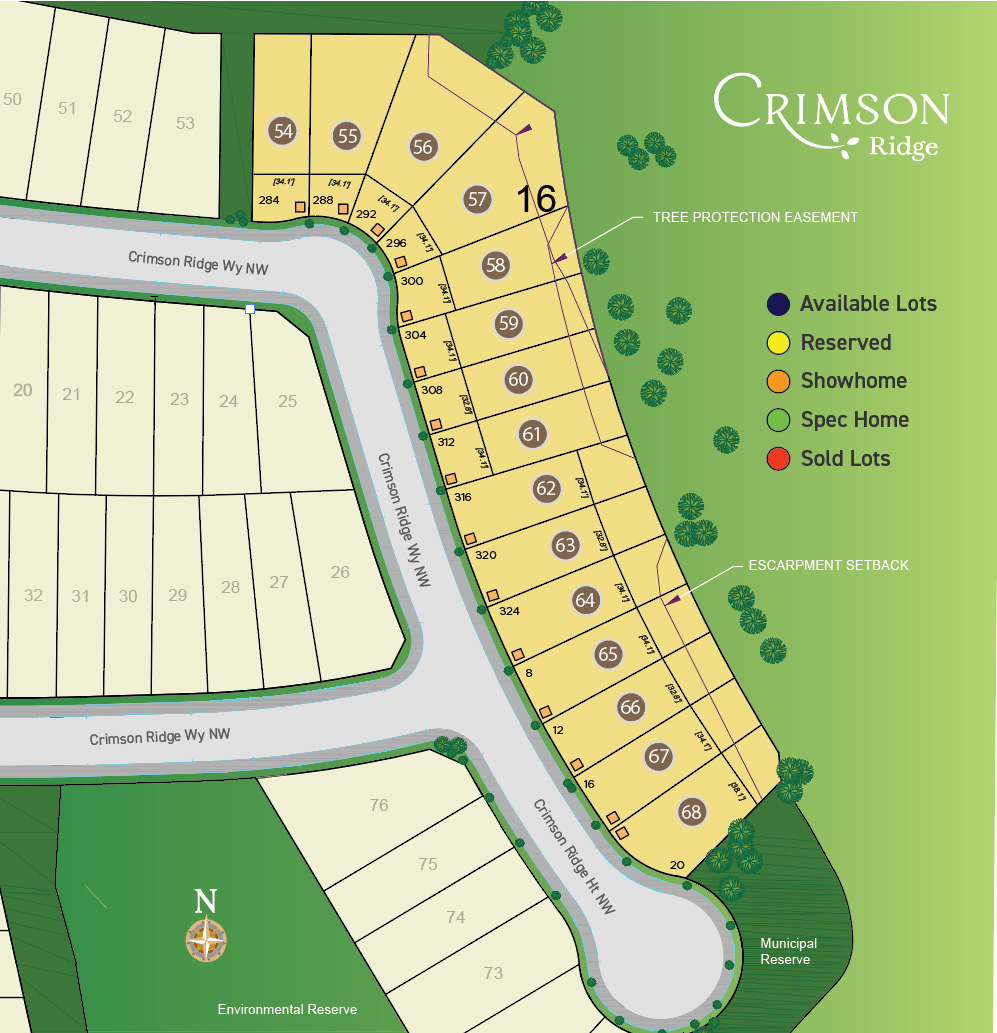 Crimson Ridge Lot Map By RENOVA Homes & Renovations